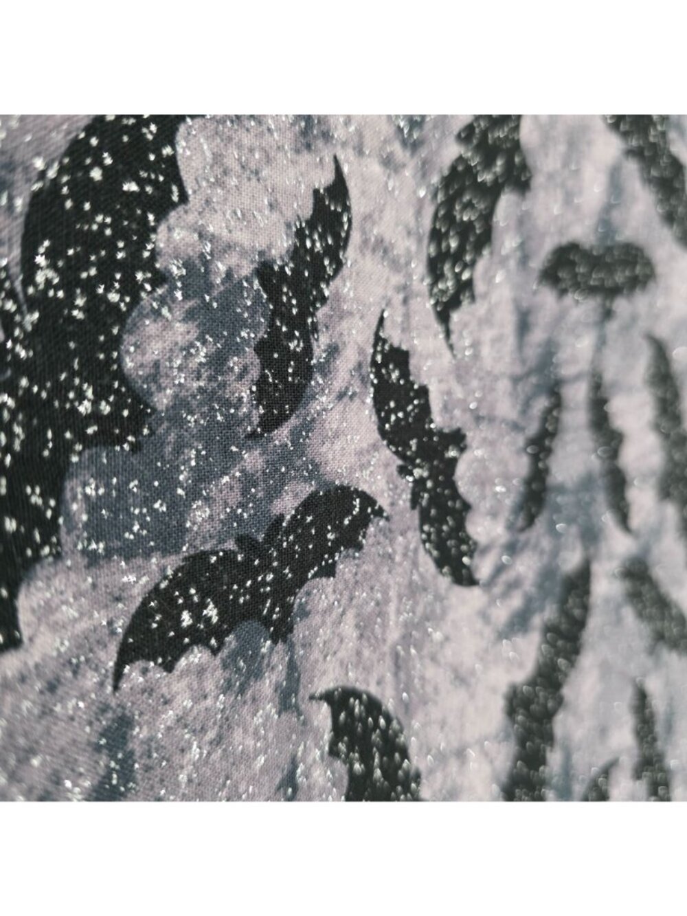 Quilting Fabric Halloween Bat Glitter Black Gray Fat Quarter 18"x22" - Picture 2 of 4